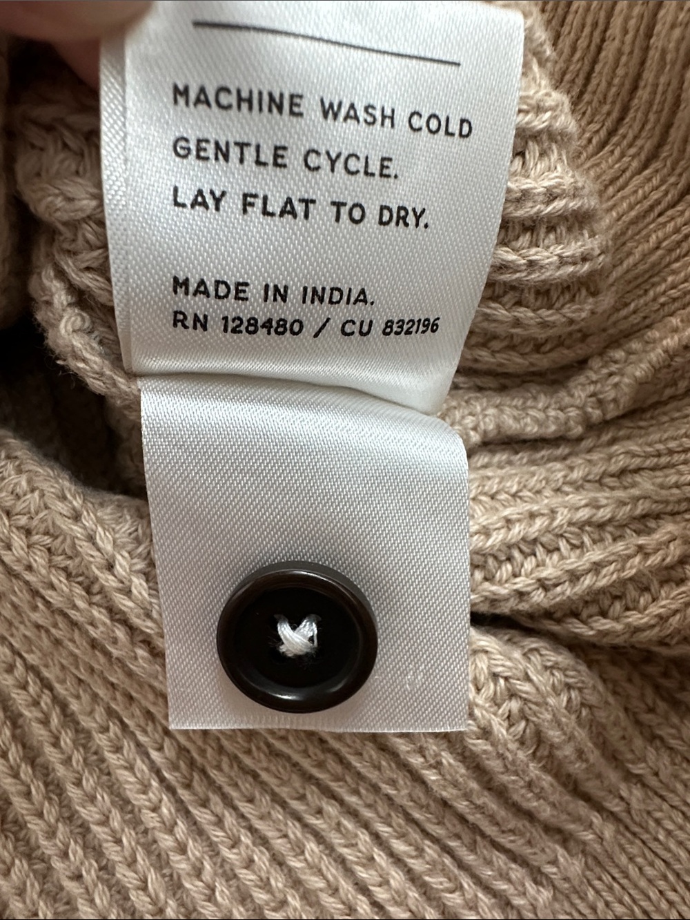PACT size XXXL Organic Cotton Luxe Knit Henley Sweater in Flax Heather - Beige - Picture 8 of 8